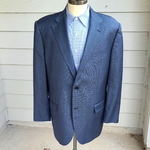 LBM LUIGI BIANCHI MANTOVA Italy‎ Grey Super 140s Wool Sz 46 L Mens Sport Coat - Picture 1 of 9